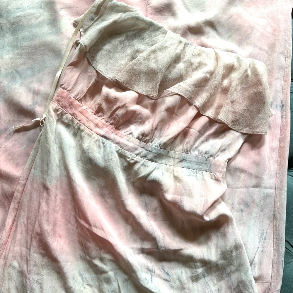 Gypsy 05 silk strapless maxi dress with ruffle tube top style tie dye pastel sm - Picture 3 of 13